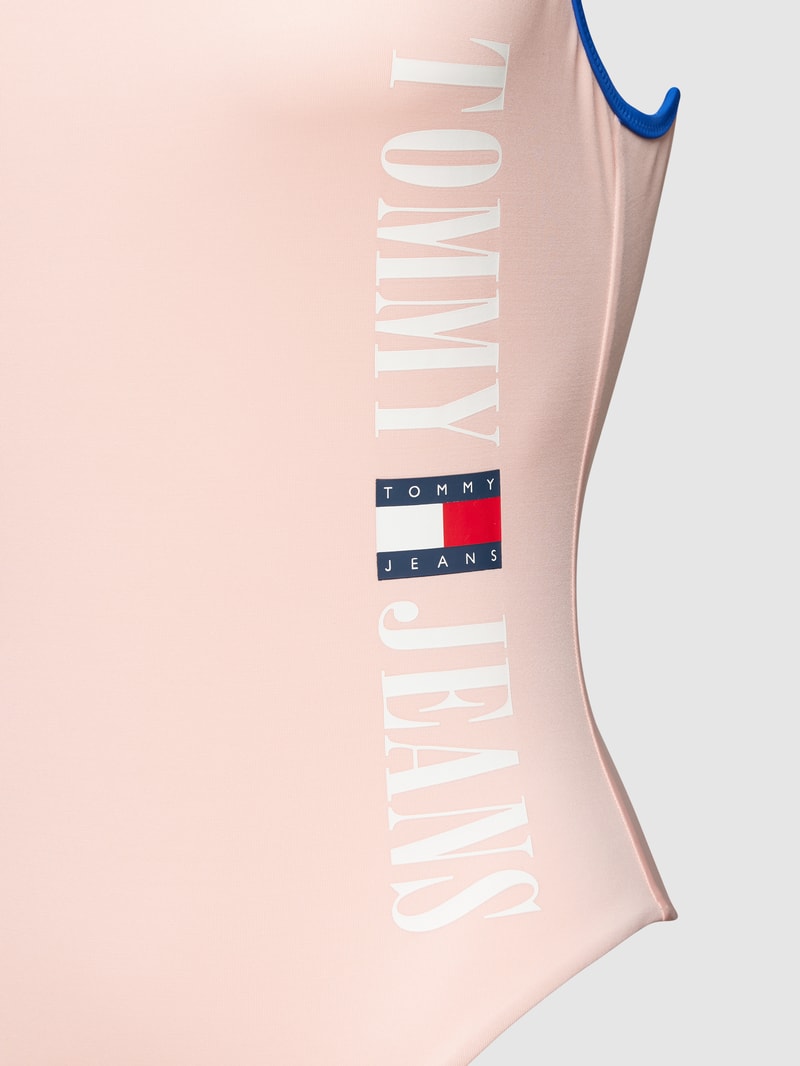 Badeanzug mit Label-Print in hellrosa