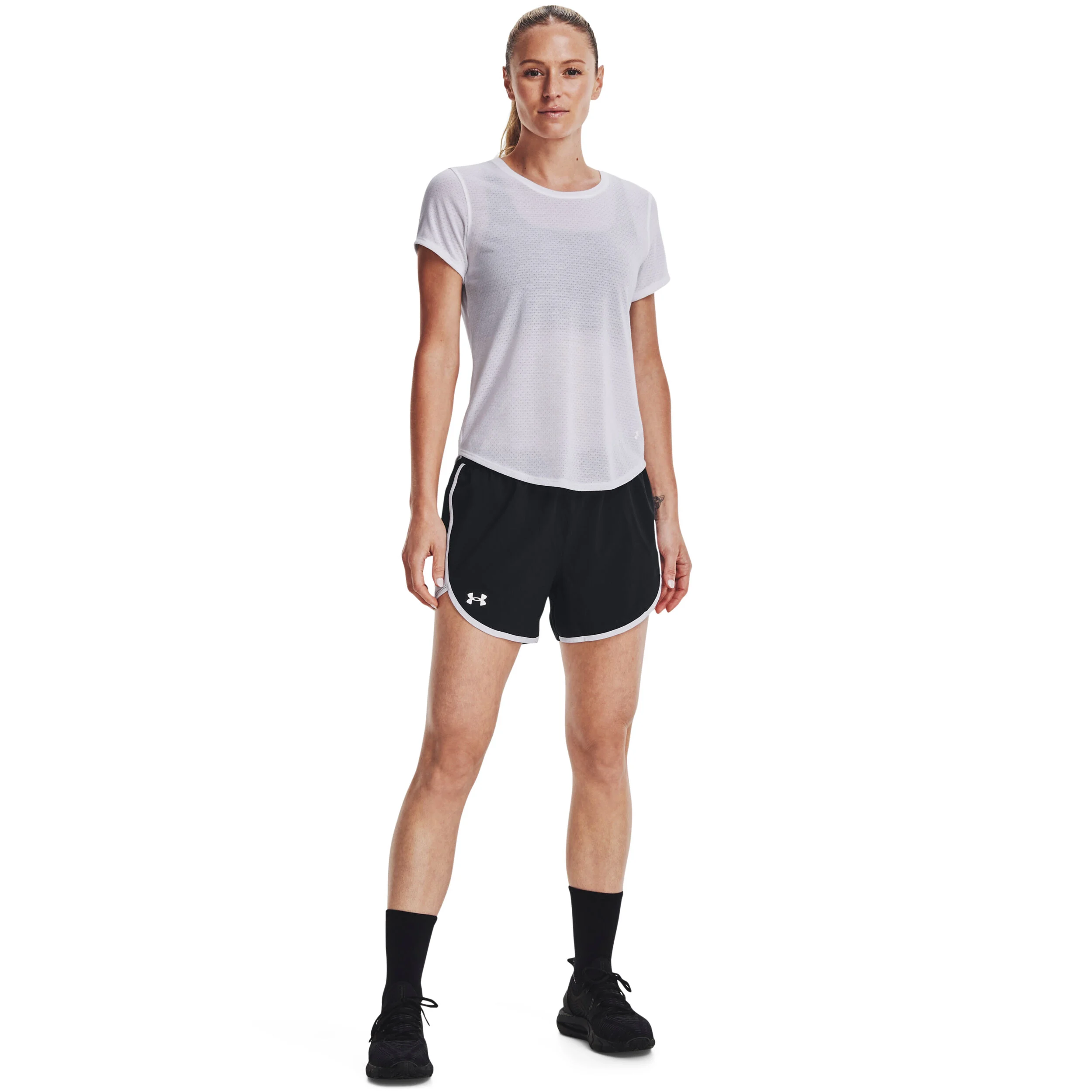 Fly By Elite 5in Shorts Damen - Schwarz, Weiß