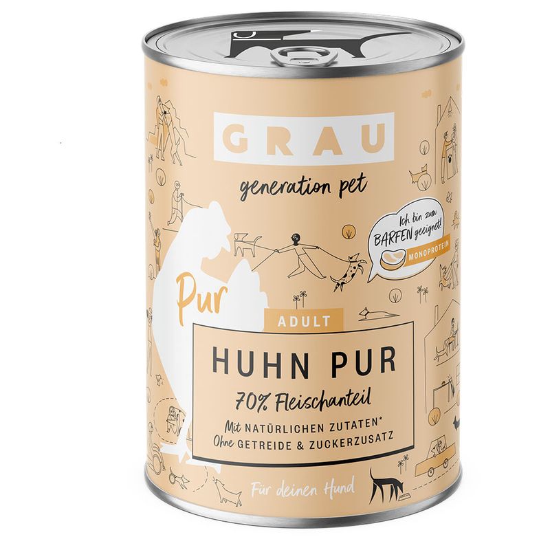 GRAU Hundefutter 6 x 400 g