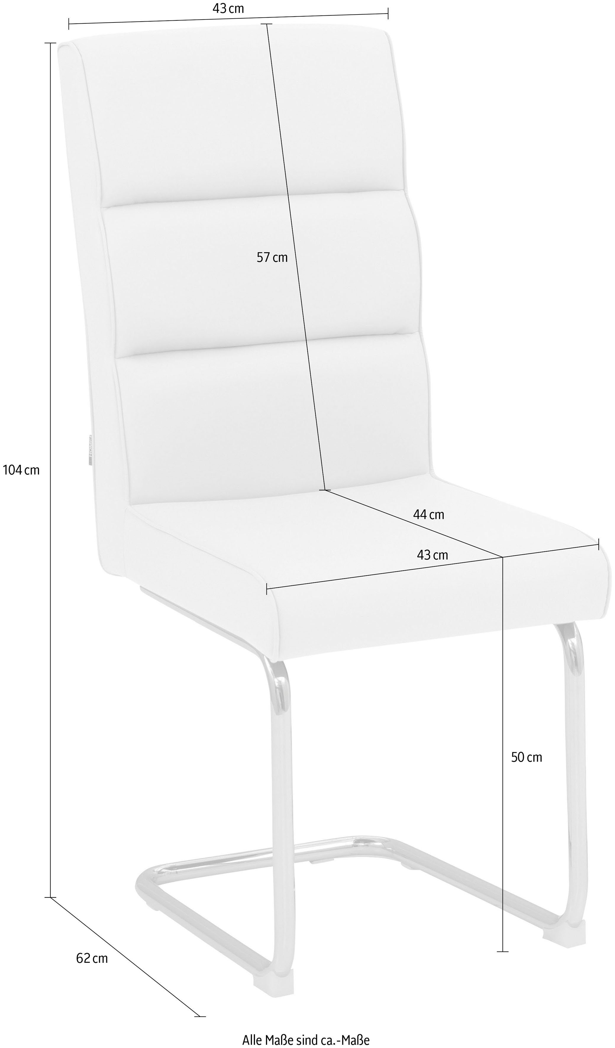 INOSIGN Freischwinger Lano, im 2er Set, Sitz gepolstert, Gestell aus Metall, Sitzhöhe 50 cm