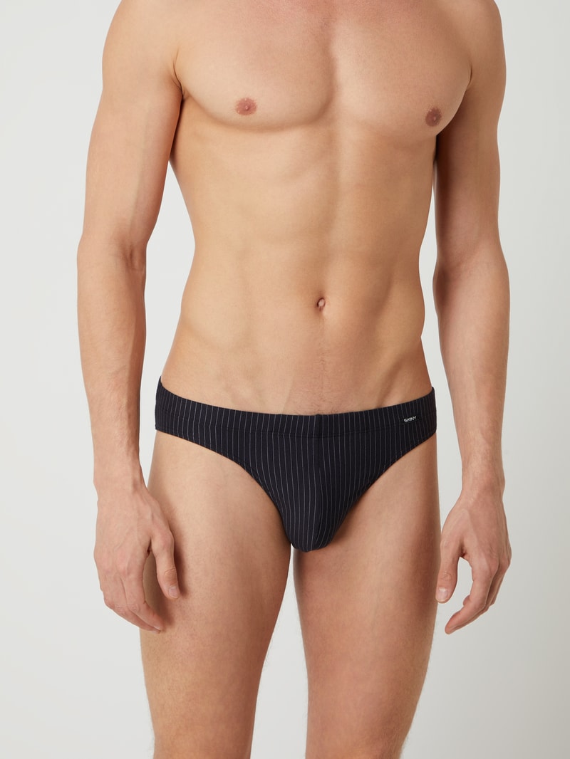 Slip mit Stretch-Anteil im 2er-Pack in schwarz