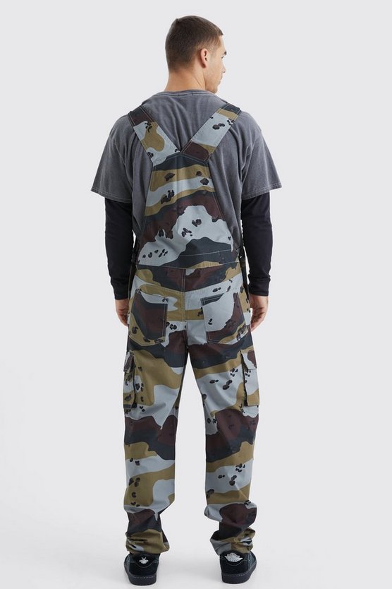 Lockere Camouflage Cargo-Latzhose