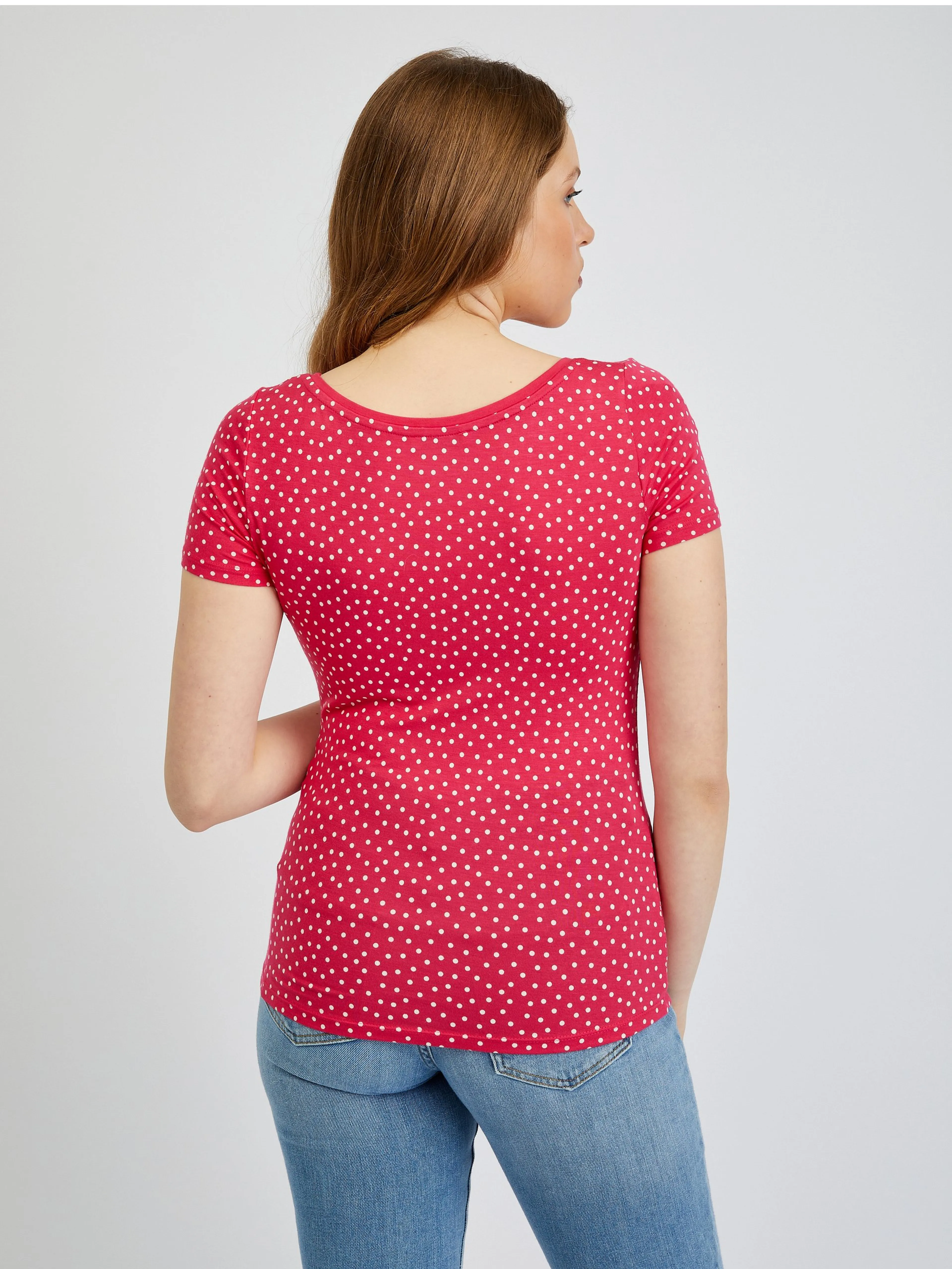Dunkelrosa Damen-Polka-Dot-Shirt
