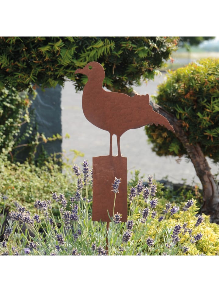 UNUS Gartenstecker Rost Möwe auf Pfahl in Braun günstig kaufen onesize