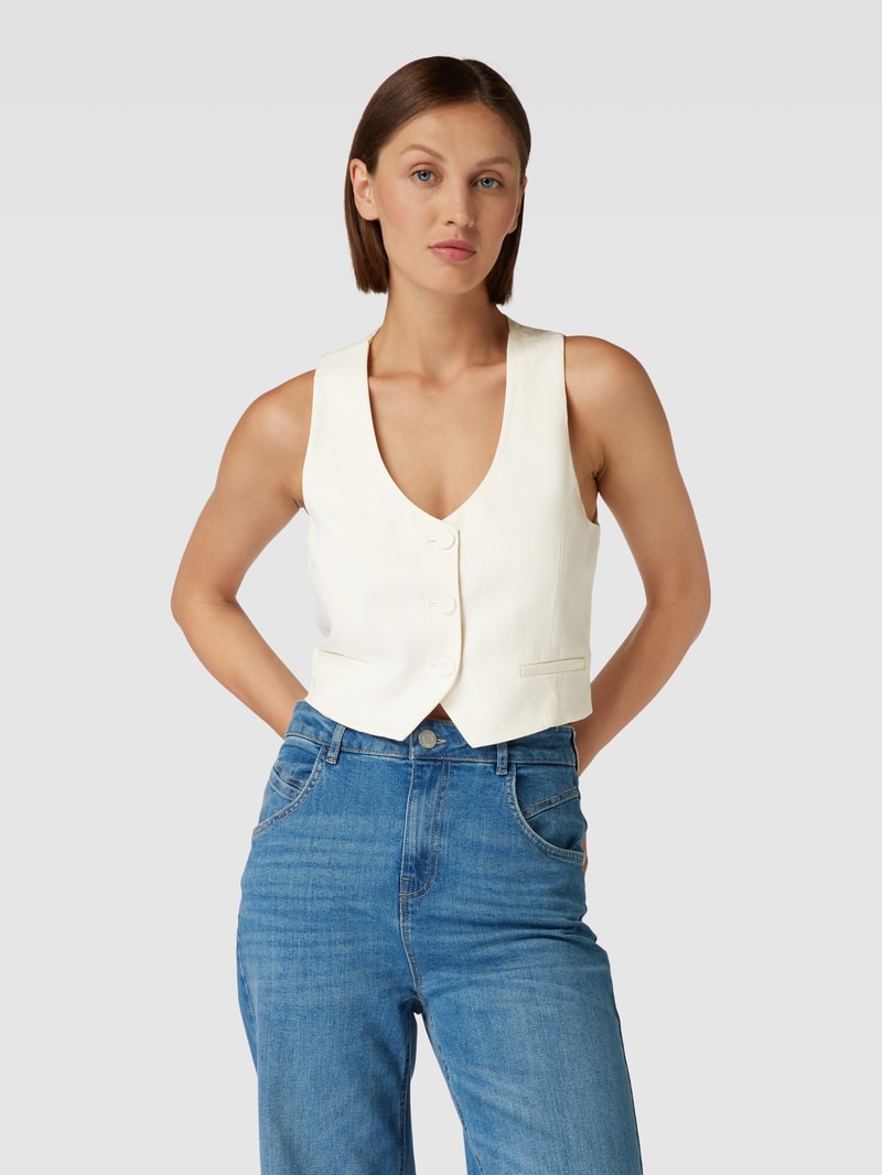Cropped Weste mit V-Ausschnitt Modell 'PEDRITO' in weiß