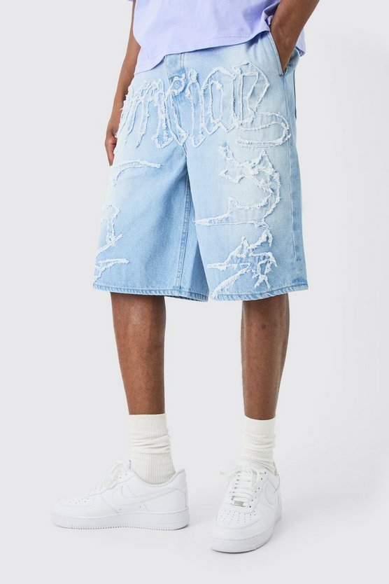 Ice Blue Jeansshorts mit Official Applikation