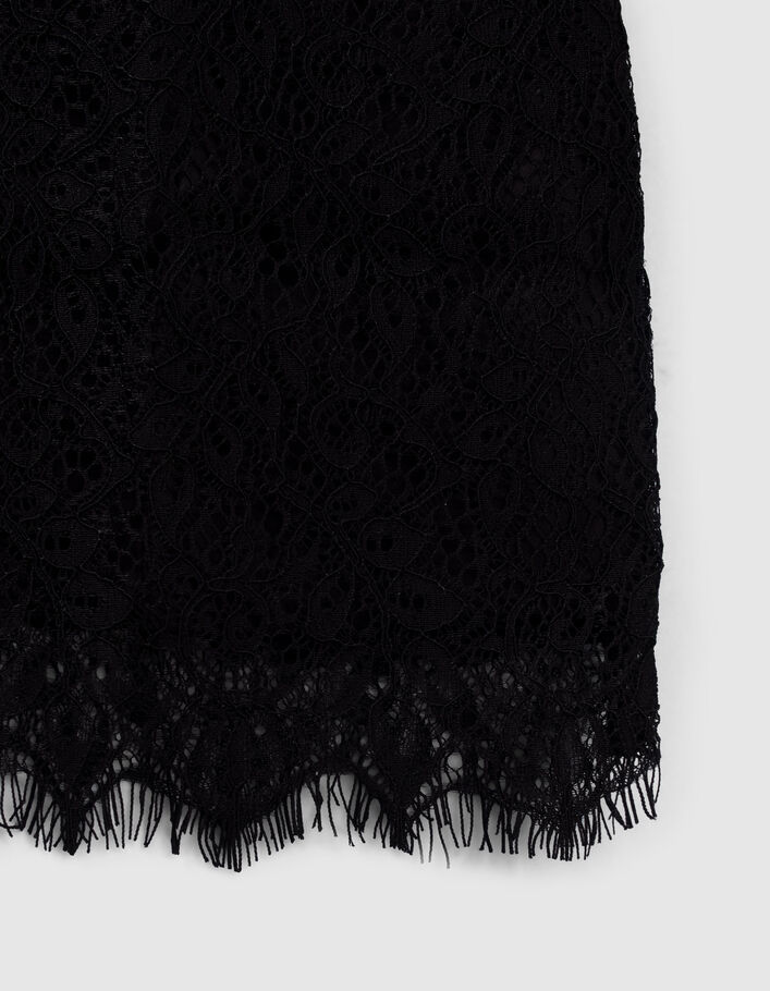 Top noir dentelle avec message Femme