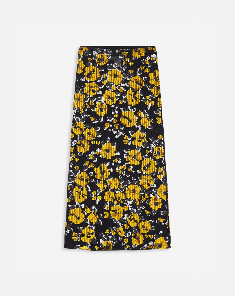 JUPE MIDI EN SOIE ET COTON IMPRIMÉE