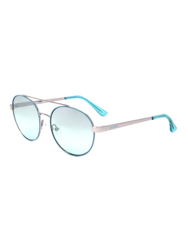 Guess Damen-Sonnenbrille in Silber-Türkis/ Hellblau günstig kaufen 53