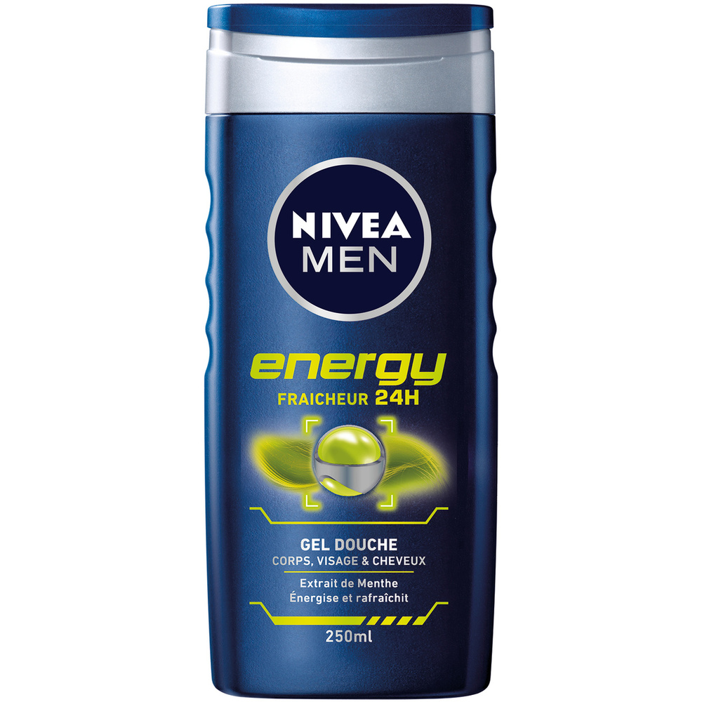 nivea ENERGY - Gel douche 3en1 visage corps&cheveux Shampoing douche homme