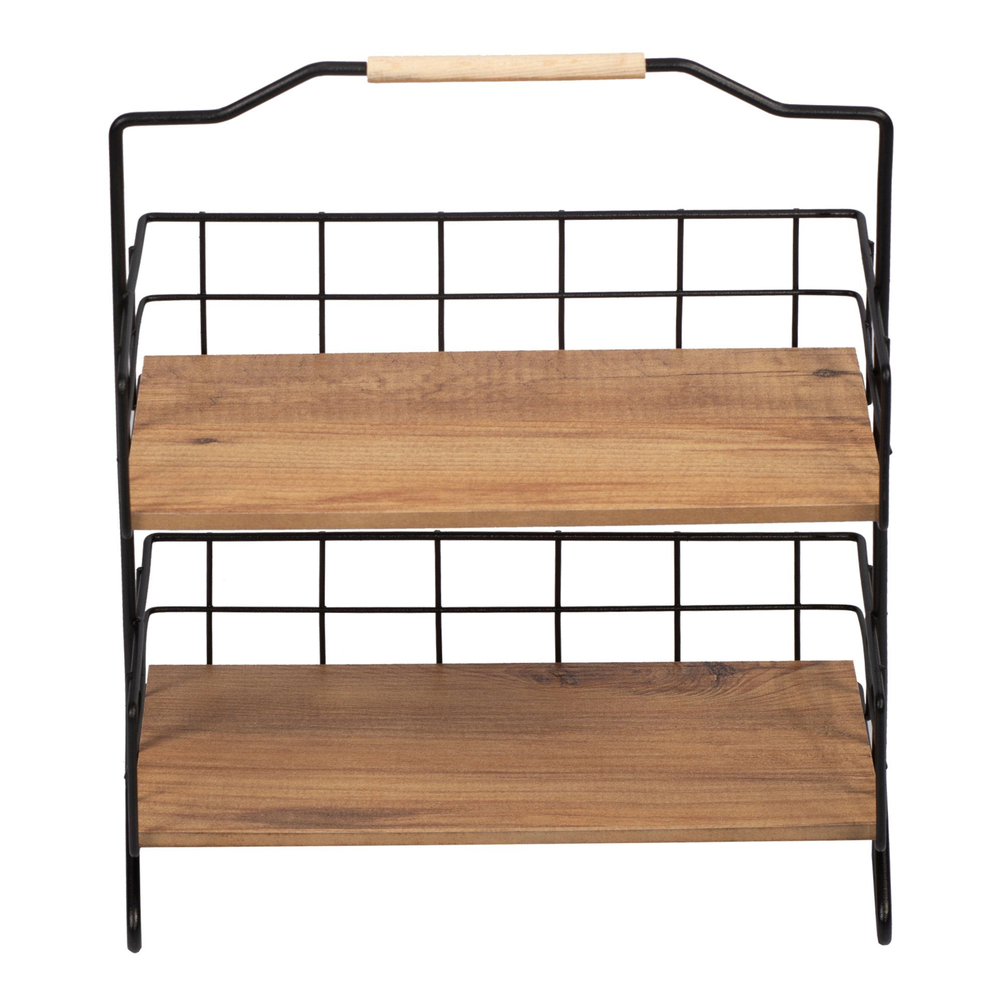 en.casa Badregal, Sallingsund Tischregal mit 2 Ablageflächen 41,5x32x15cm Schwarz/Holz