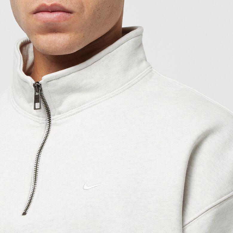 NIKE Solo Swoosh HW BB Quarter Zip Top birch heather/white