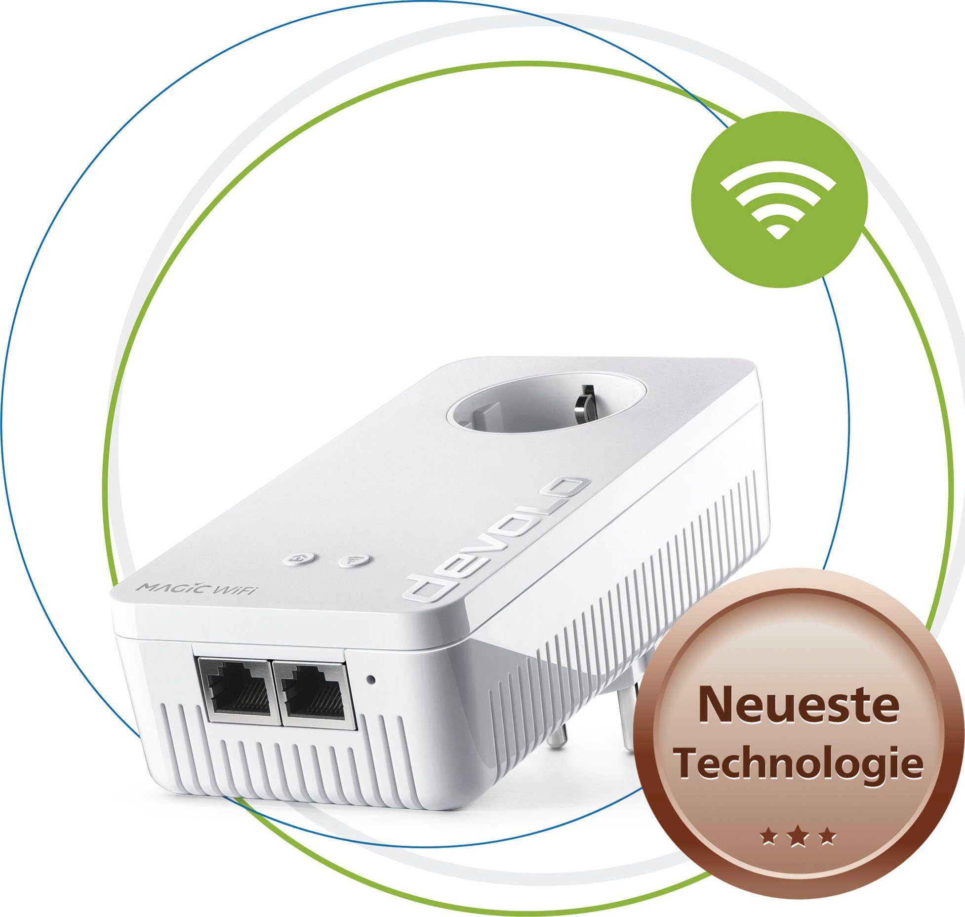 DEVOLO Magic 1 WiFi ac Ergänzung (1200Mbit, Powerline + WLAN, 2x LAN, Mesh) WLAN-Router