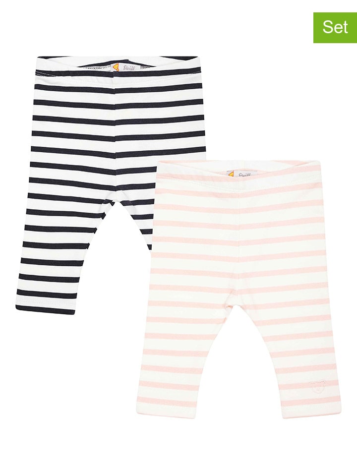 Steiff 2er-Set: Leggings in Schwarz/ Rosa/ Weiß günstig kaufen