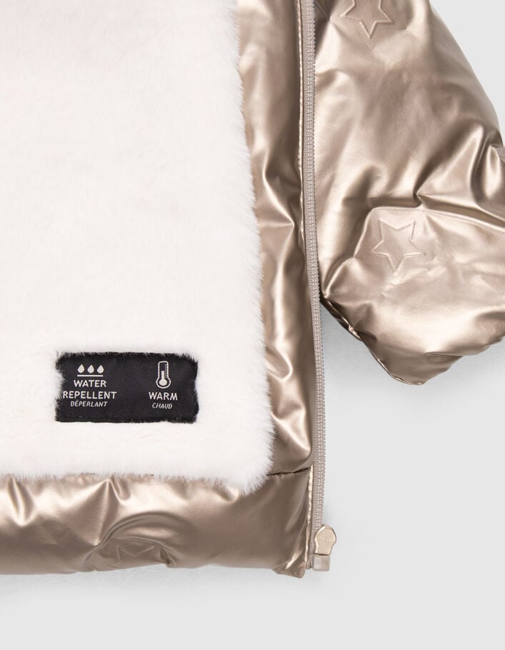 Doudoune champagne à motifs étoiles thermosoudées fille