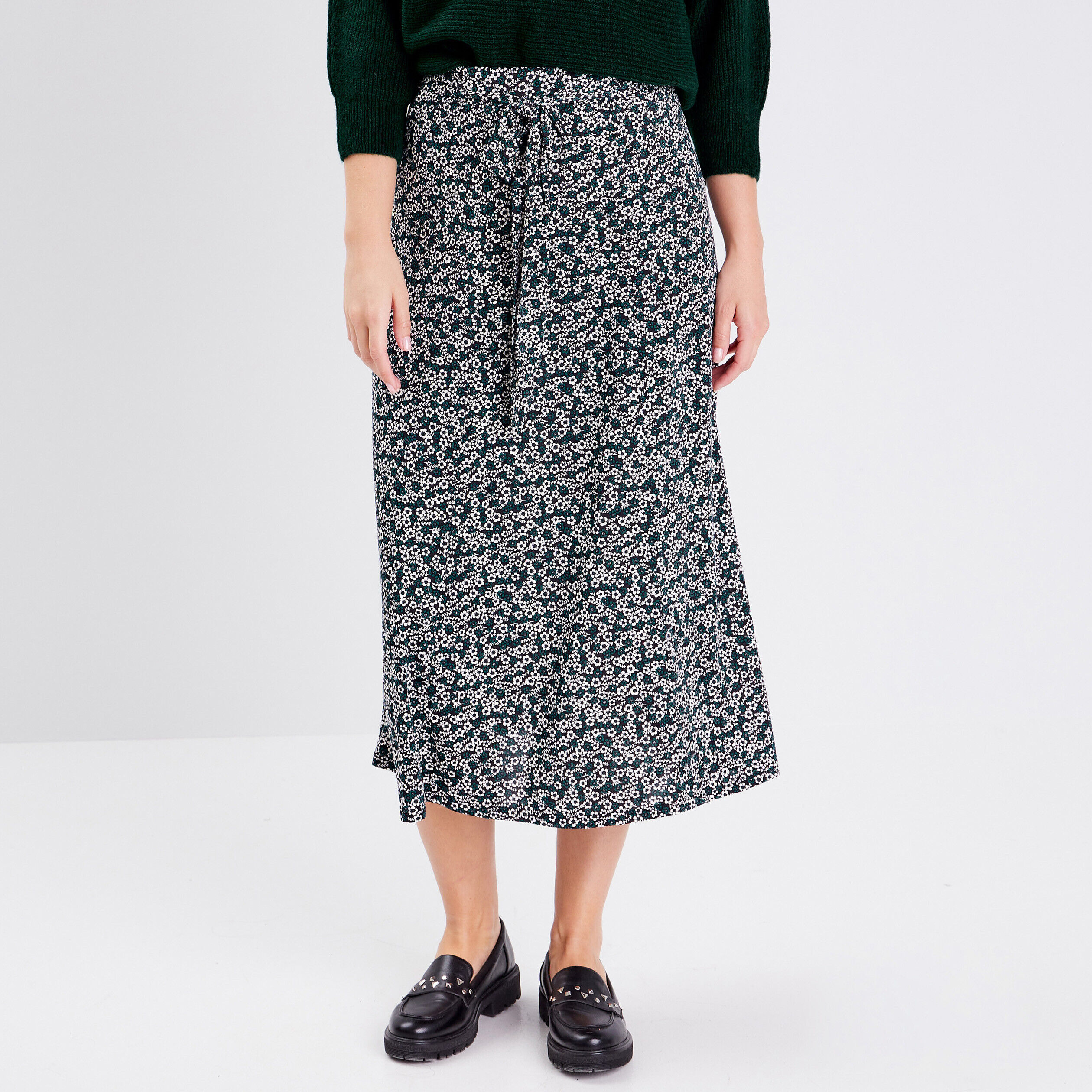 Jupe midi évasée noir femme | Cache Cache
