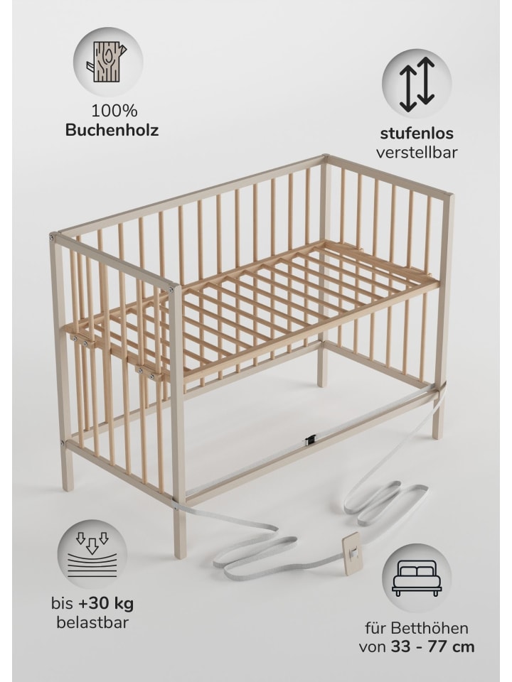 Sämann Beistellbett mit Umbauseite - sahara dust/natur - Dreamy 4 in 1 Bett günstig kaufen 60x120 cm