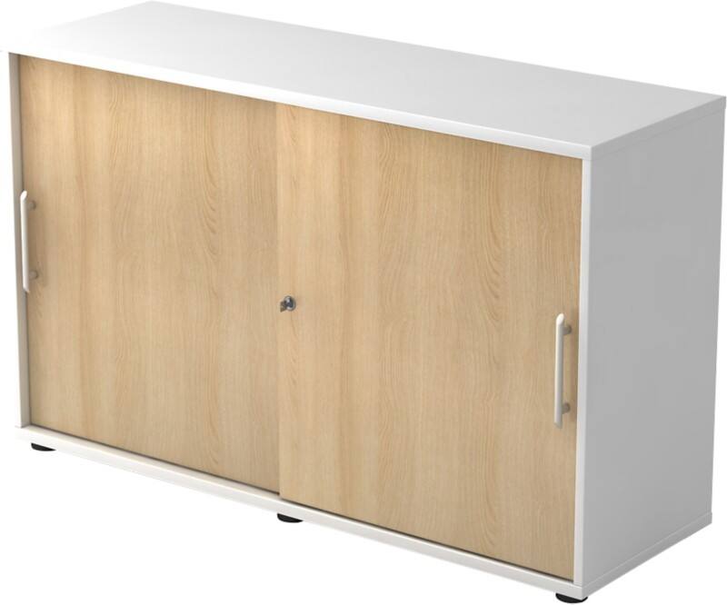 Hammerbacher Schiebetürenschrank 2FH RE Eiche, Weiß 1.200 x 400 x 748 mm