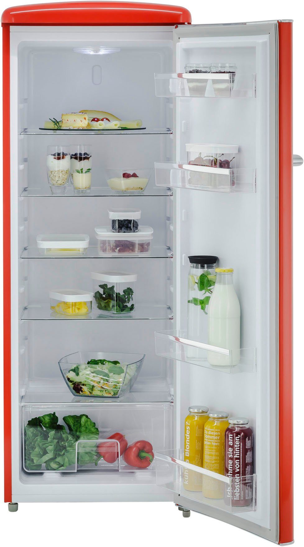 exquisit Kühlschrank RKS325-V-H-160F rot, 144 cm hoch, 55 cm breit