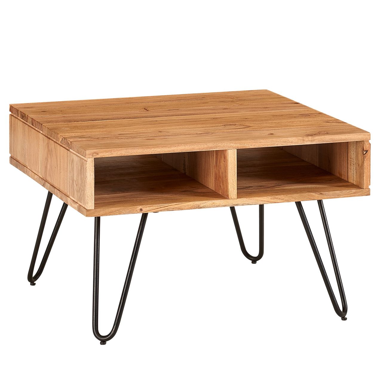 Wohnling Couchtisch 60x60x40 cm Akazie Massivholz