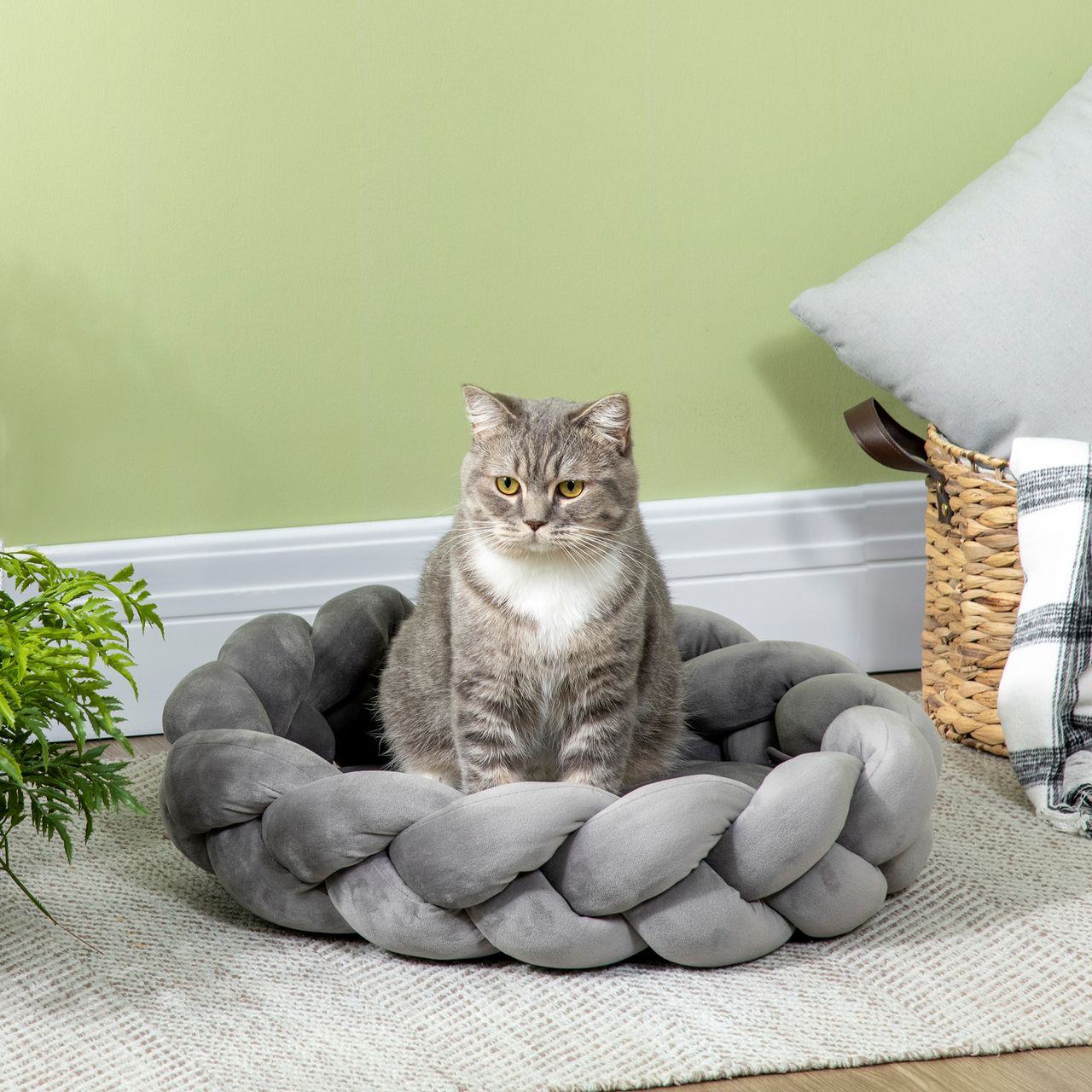 PawHut Hundebett, Rundes Hundekissen, Haustierbett Hundesofa für Mini-Hunde Samt