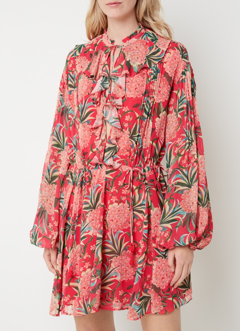 Vestido túnica con estampado floral de piñas y mangas abullonadas de Farm Rio