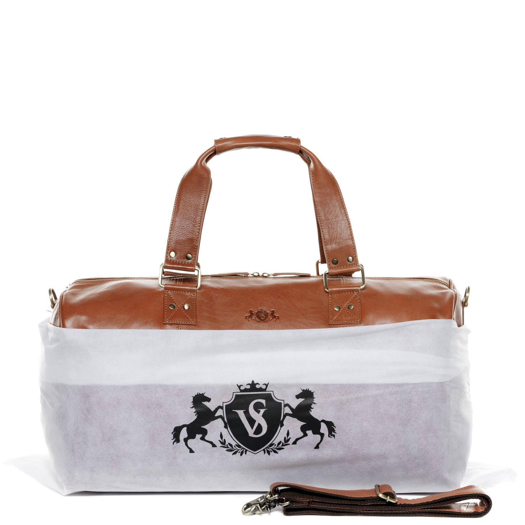 SID & VAIN Reisetasche Leder Weekender Unisex LINUS, Echtleder Reisegepäck für Damen & Herren, Sporttasche XL braun