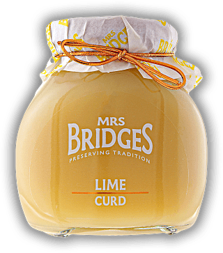 Mrs Bridges Lime Curd 340g Mrs Bridges Lime Curd 340g Curds sind traditionelle britische Brotaufstriche, welche auch gerne zum Backen verwendet werden. Die Creme besteht aus Eiern, Zucker, Butter sowie Zitronen, Limetten oder Orangen. 340	 Gramm