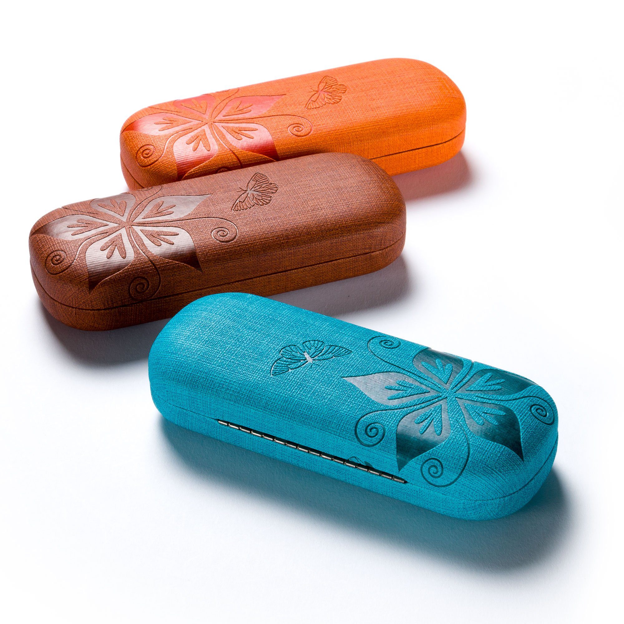 FEFI Brillenetui NATURE in geprägtem Blumen-Design (Hardcase), inklusive Mikrofasertuch