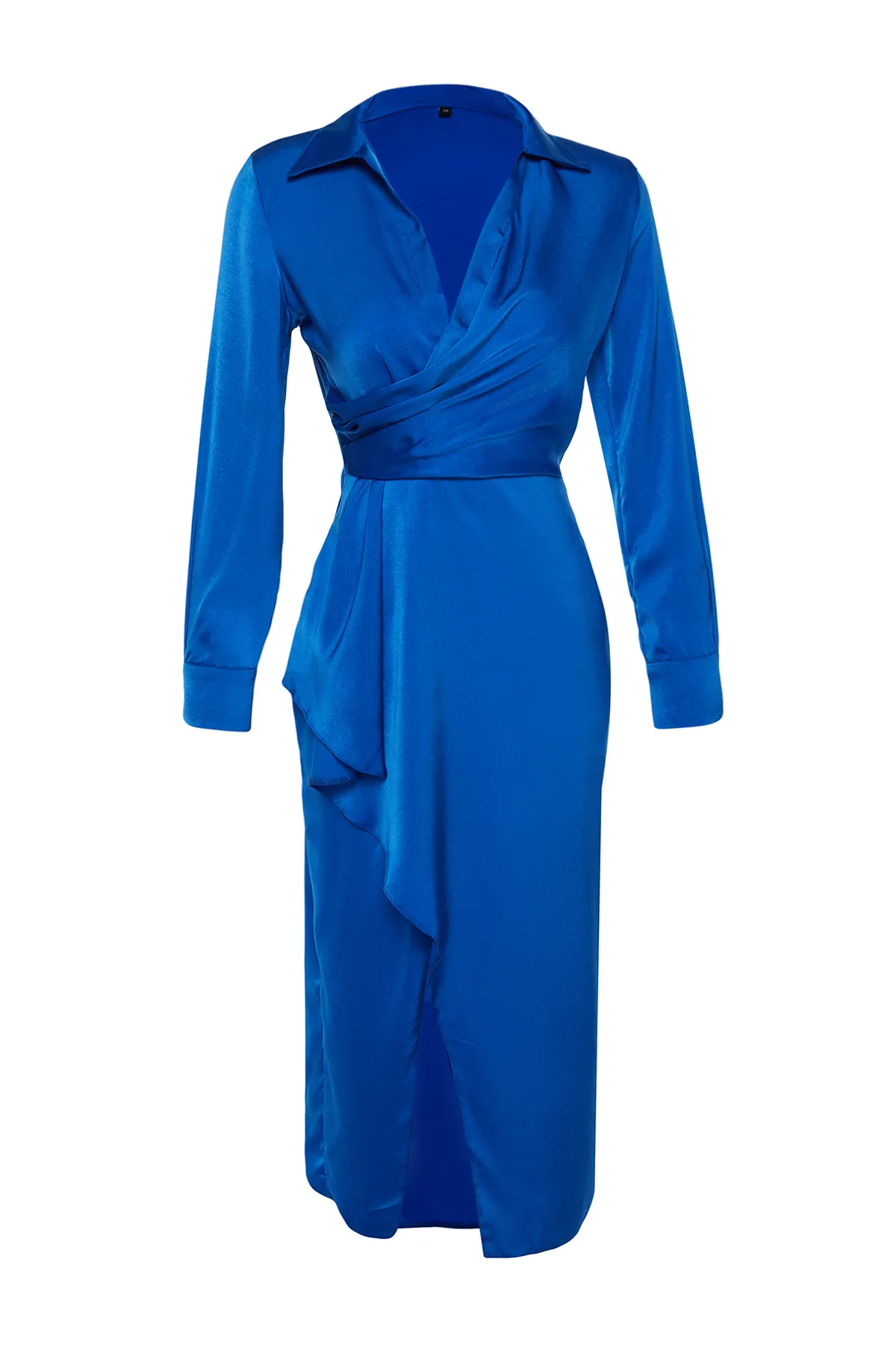 Trendyol Collection  Saks Wickelkleid aus gewebtem Satin, stilvolles Abendkleid TPRAW24EL00111