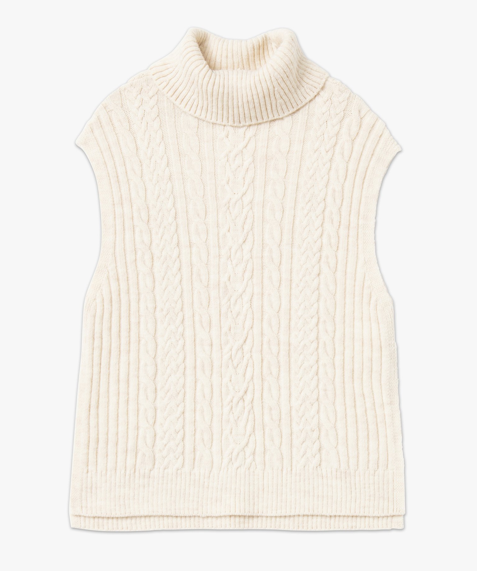 Pull sans manches à col roulé femme ecru | GEMO