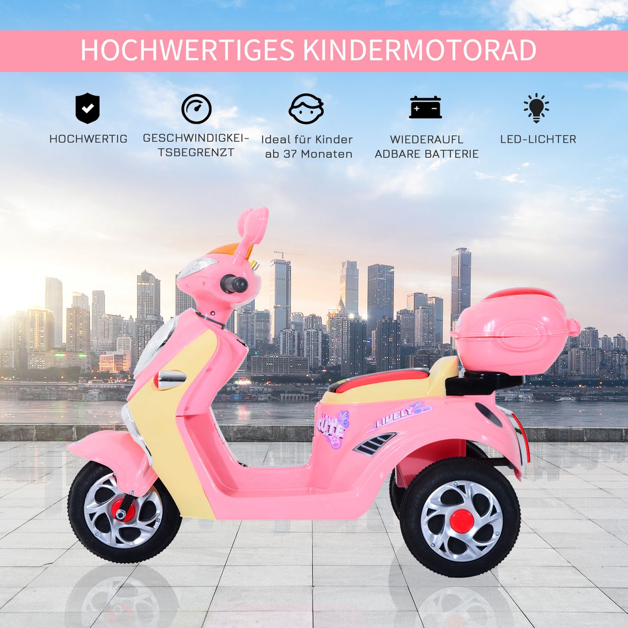 HOMCOM Kindermotorrad Kinderelektroauto Elektromotorrad Kinderfahrzeug mit Musik