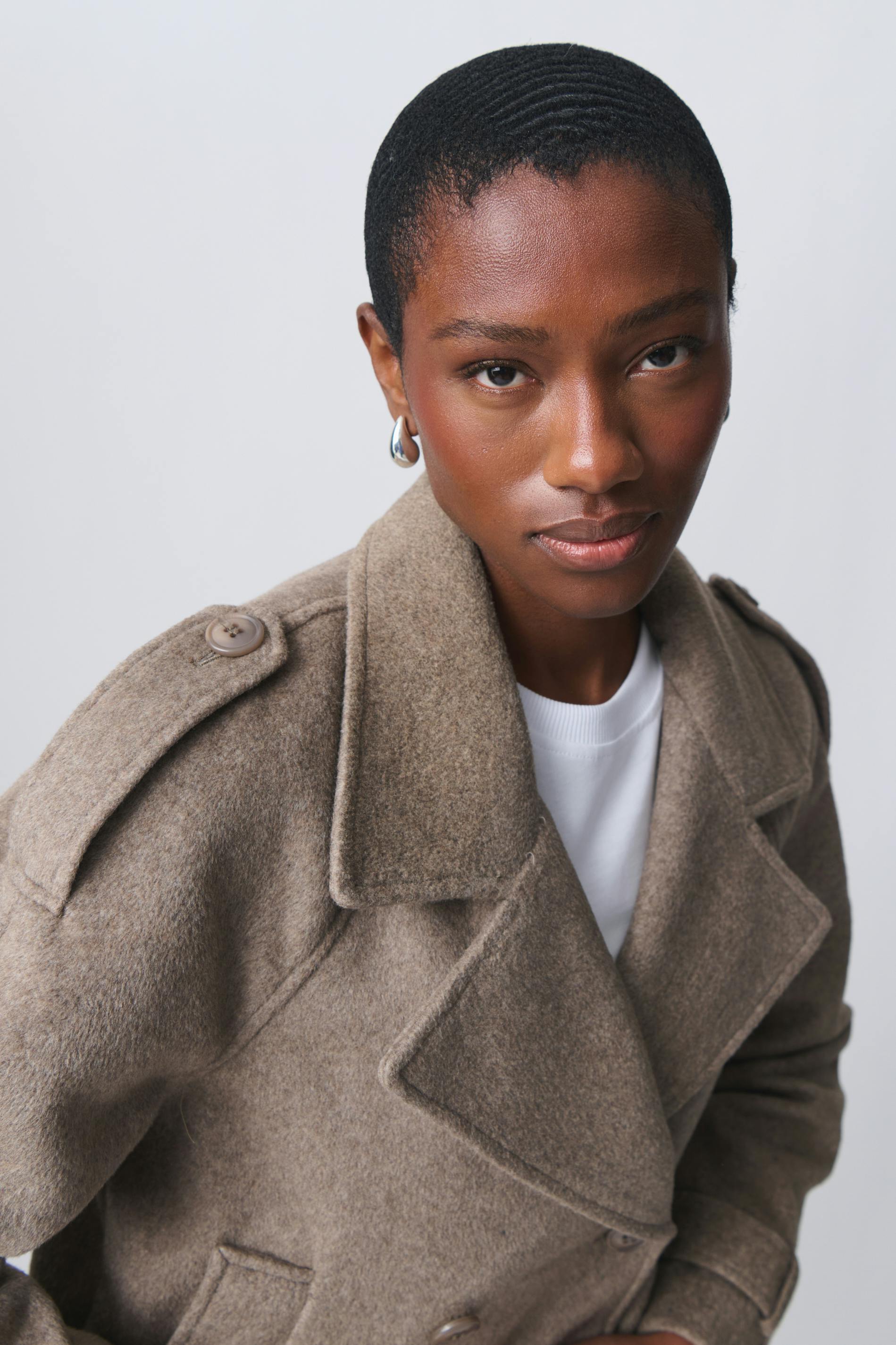 Short felt trench jacket