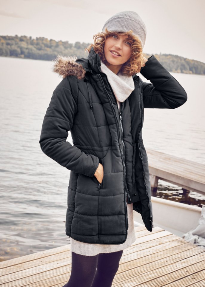 Steppjacke mit Kapuze, gefüttert