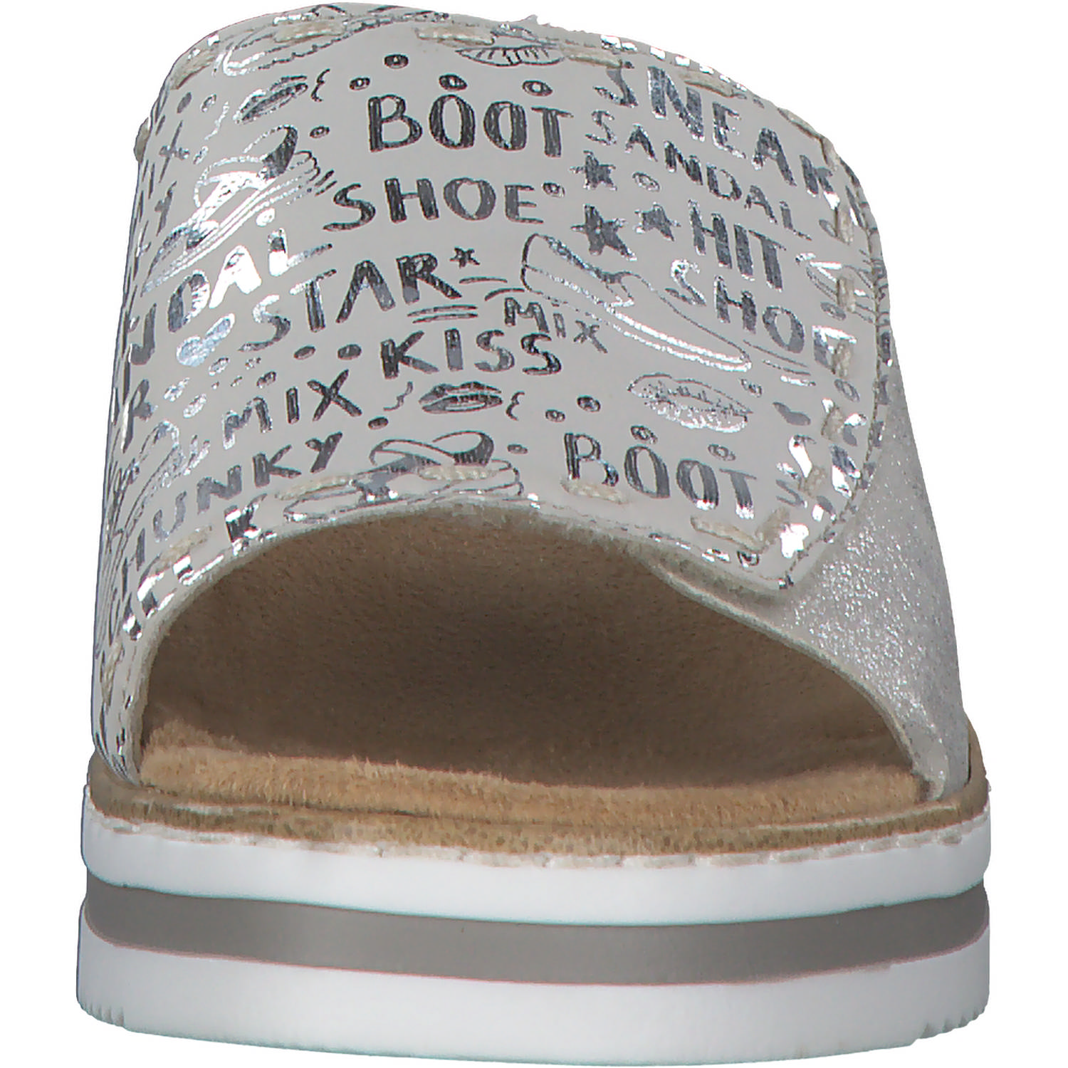 Rieker V0290, Plateau-Pantoletten, Damen, kreide-silver/fog-silver