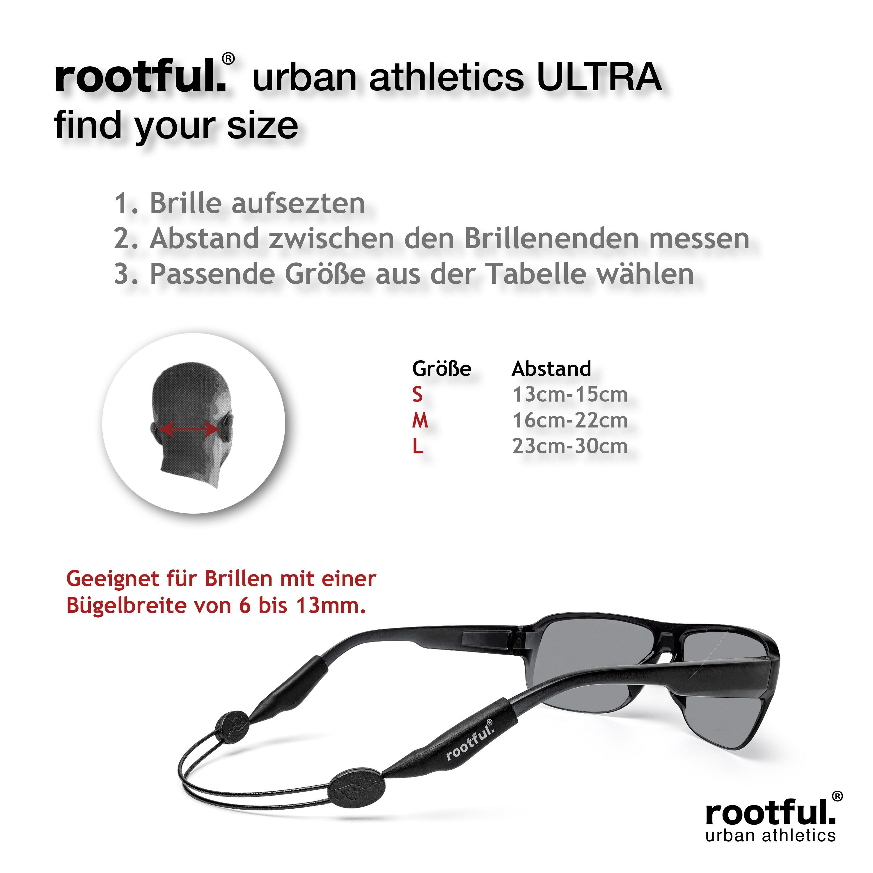 rootful. Brillenband rootful.® Sportbrillenband ULTRA, Leistungsfähig Brillenband