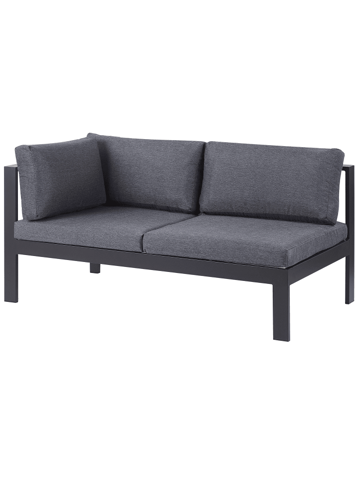 Beliani 4-tlg Lounge Set MESSINA in Schwarz/Heller Holzfarbton/Grau günstig kaufen onesize