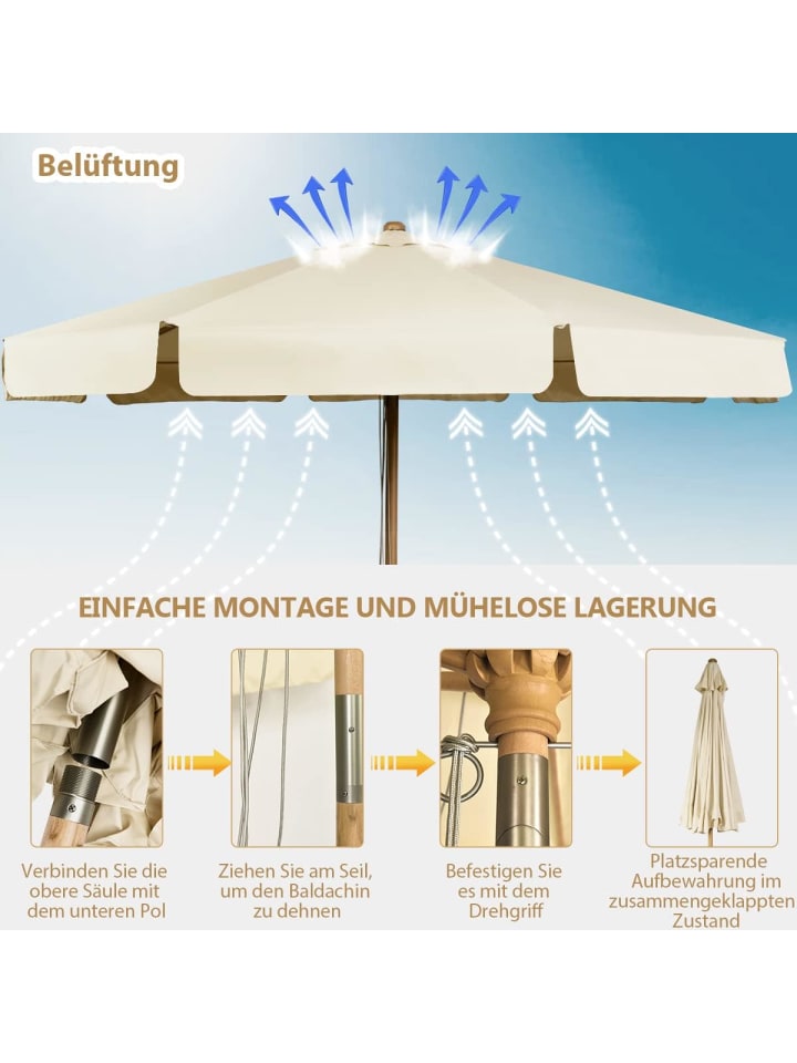 COSTWAY Sonnenschirm Ø300cm in Beige günstig kaufen onesize