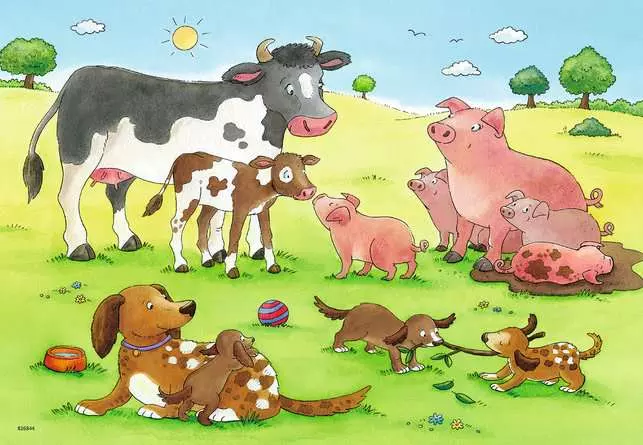 Kinderpuzzle ab 3 Jahren - Glückliche Tierfamilien - 12 Teile