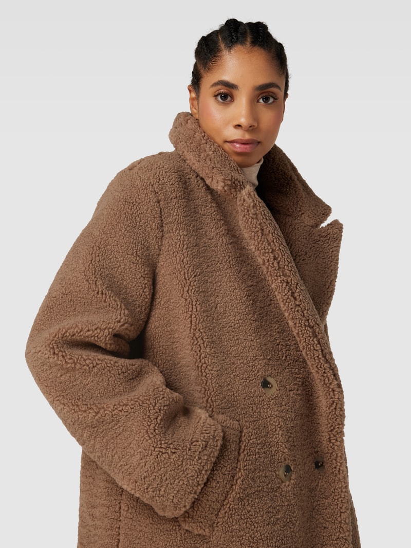 Mantel aus Teddyfell Modell 'LYDIA' in mittelbraun