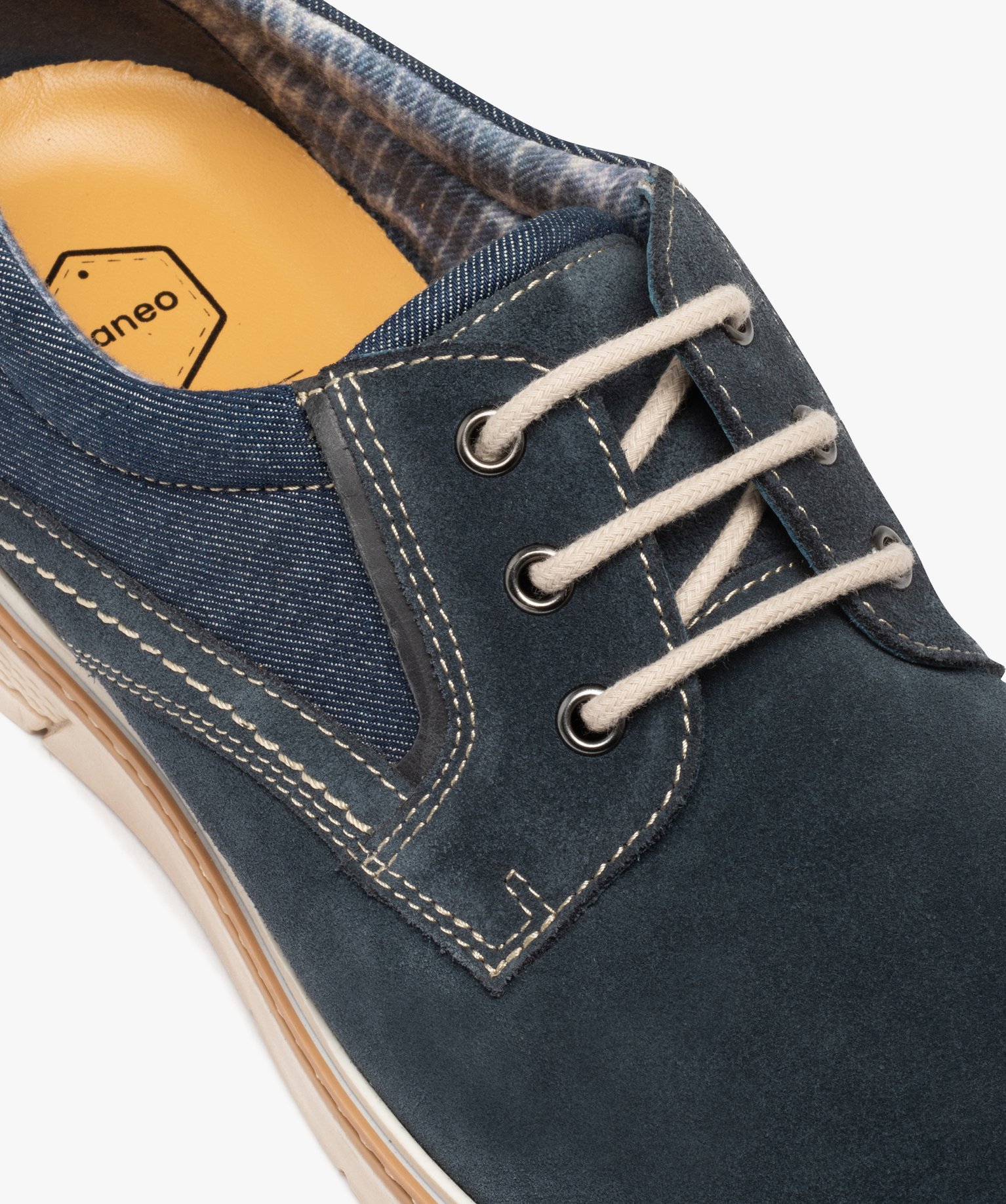 Derbies homme dessus cuir et denim - Tanéo marine | GEMO