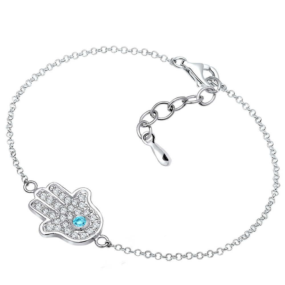 Elli Elli Bracelet Femmes Hamsa main avec zircon en argent sterling 925 Bracelet