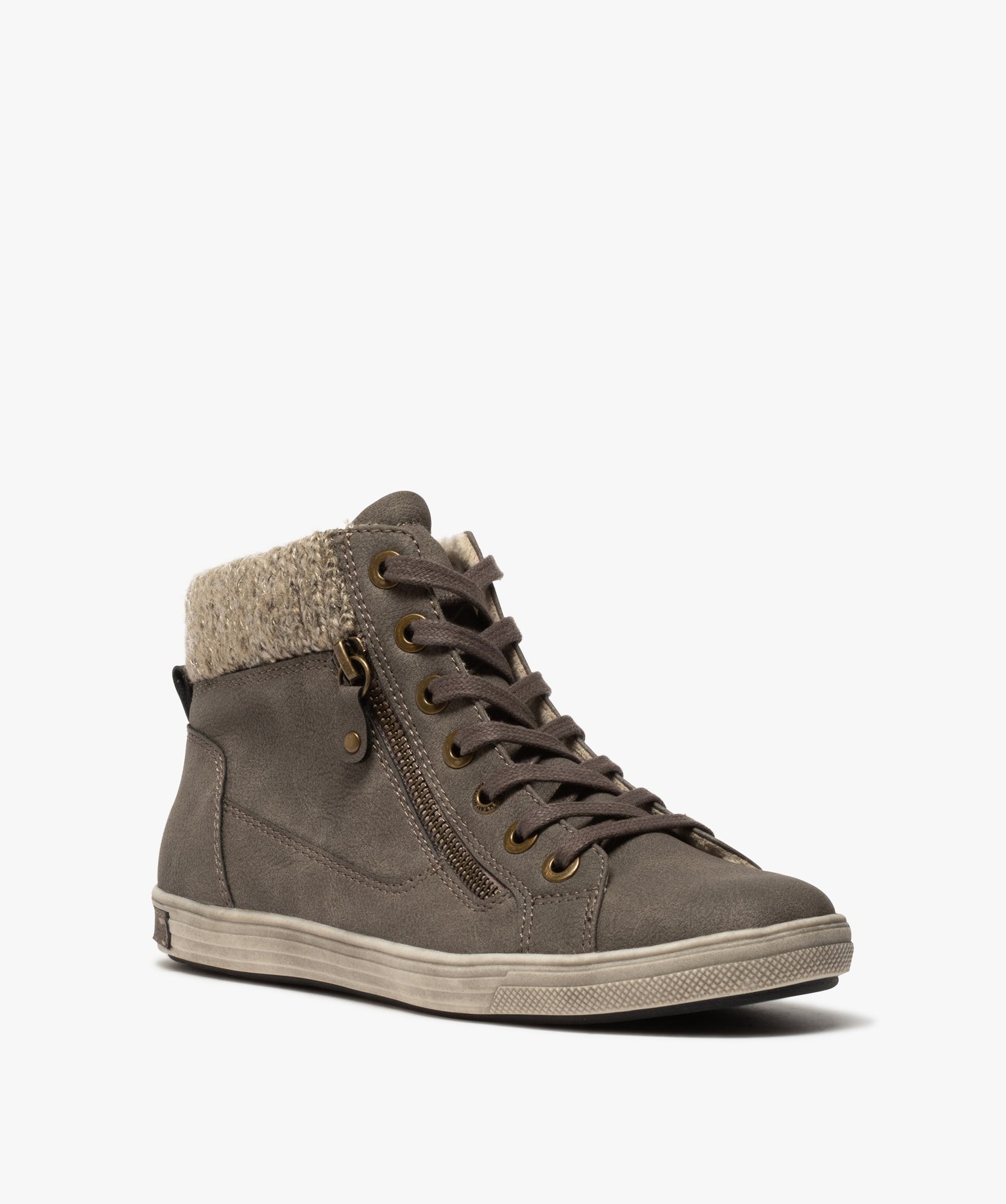 Baskets femme semi-montantes à col chaussette gris | GEMO