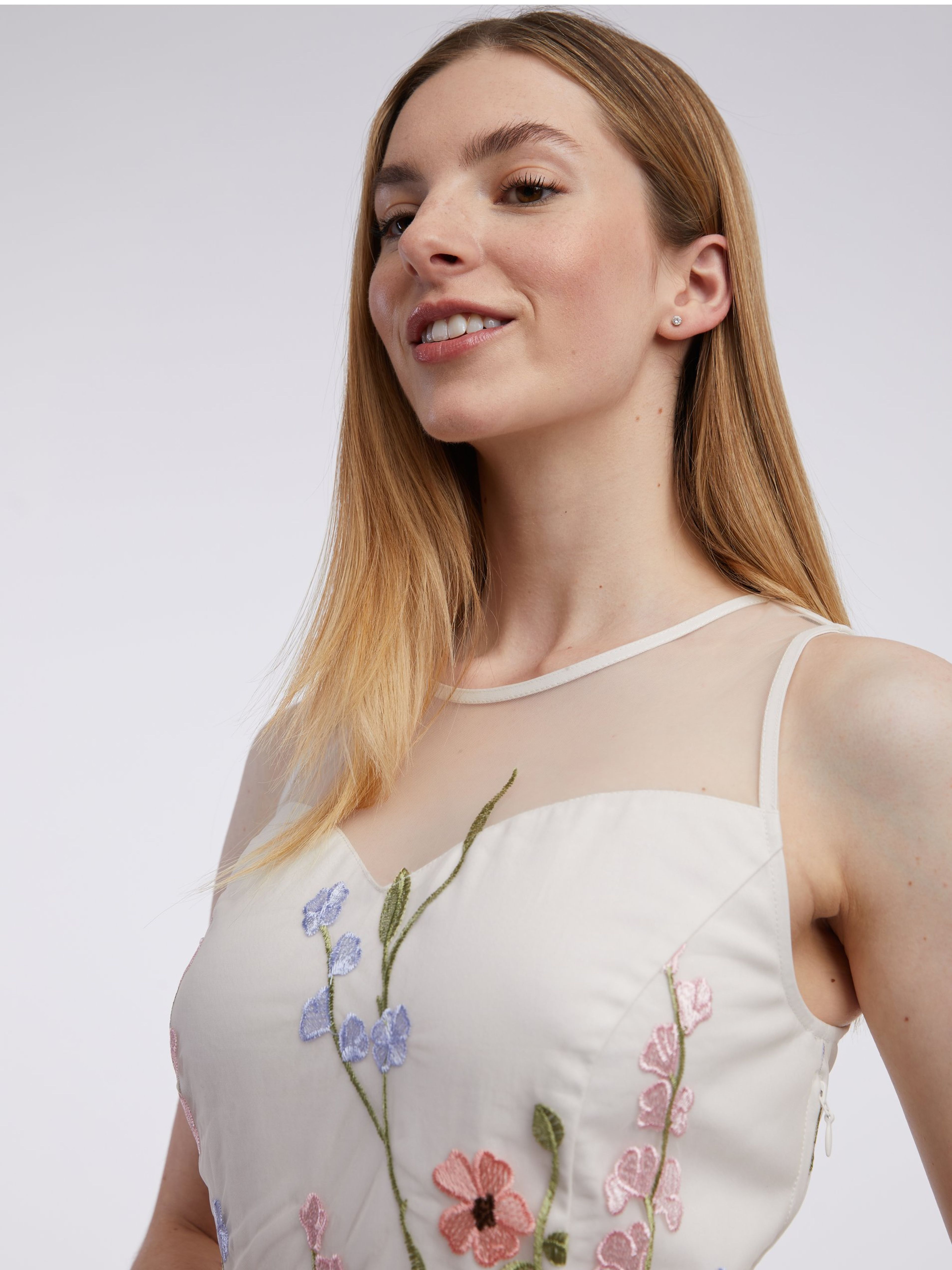Weißes geblümtes Damenkleid ORSAY