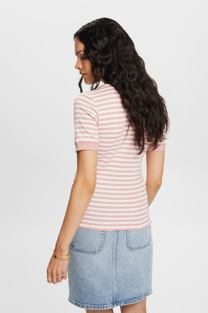 Gestreiftes Baumwoll-T-Shirt mit Logo-Print