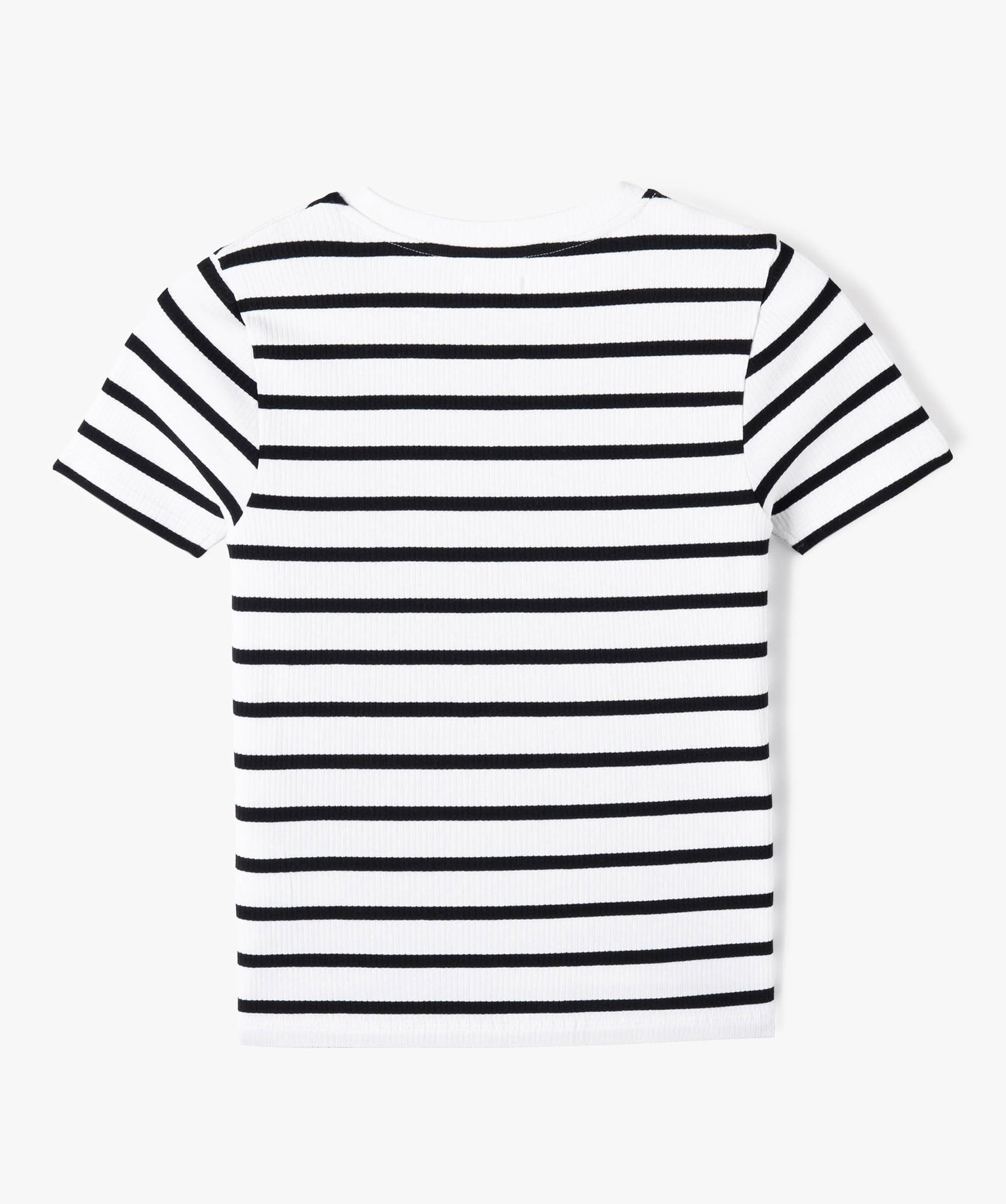 Tee-shirt fille en maille ctelée à manches courtes raye | GEMO