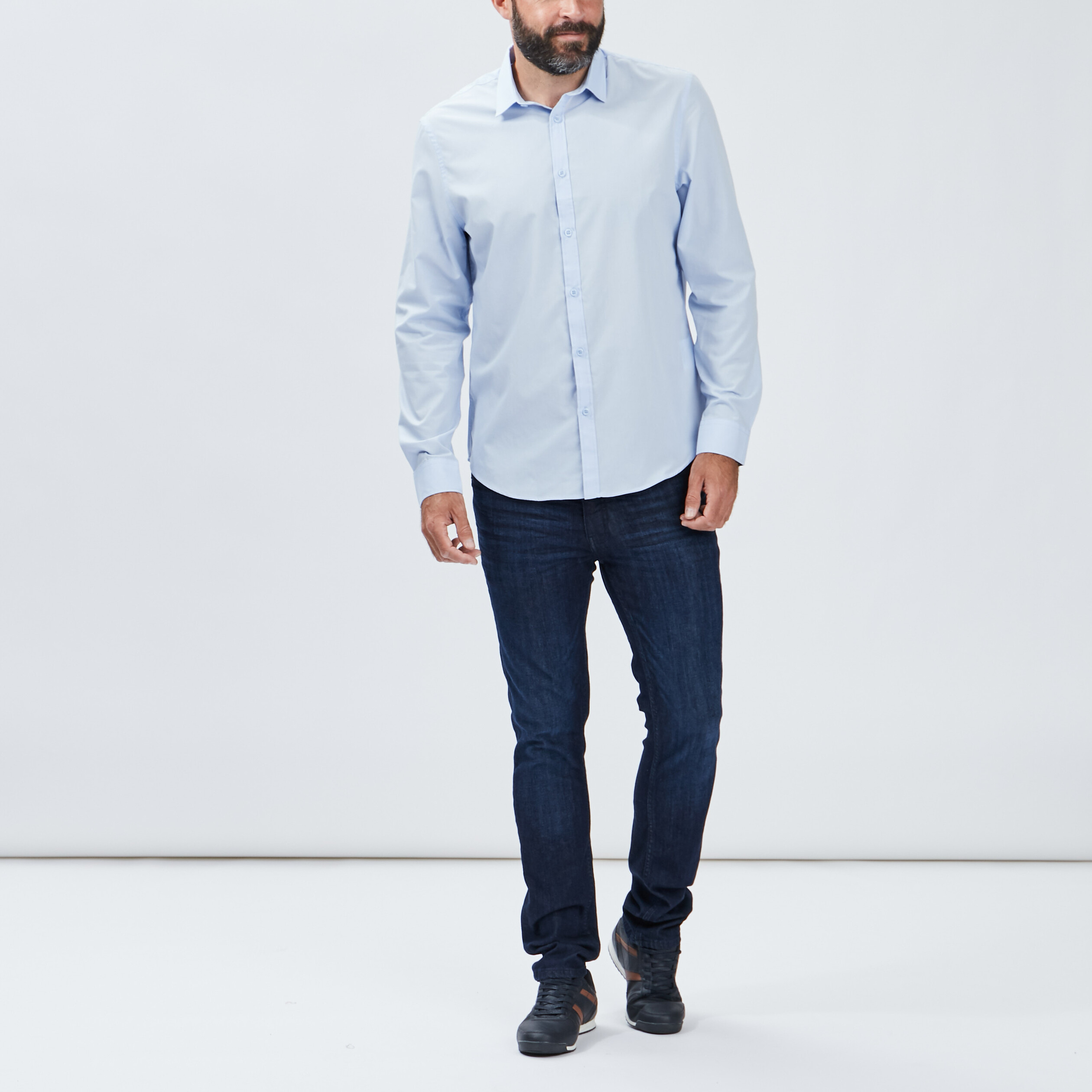 Chemise manches longues Studio bleu ciel homme | La Halle