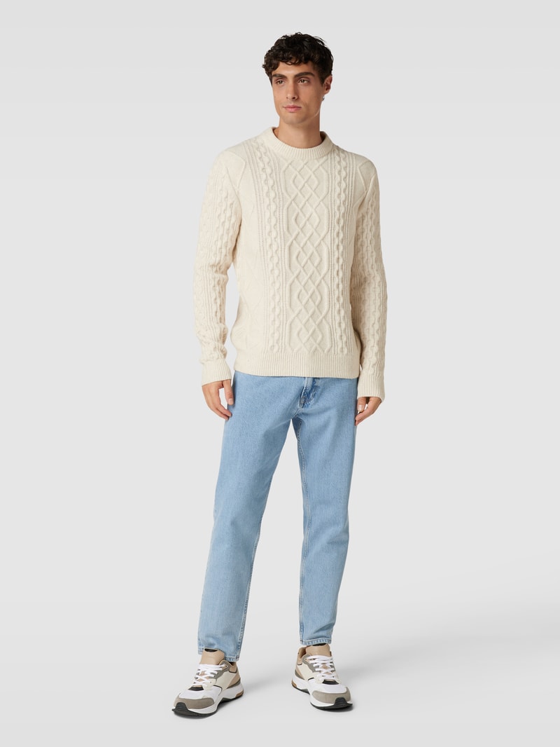Strickpullover mit Strukturmuster in offwhite meliert