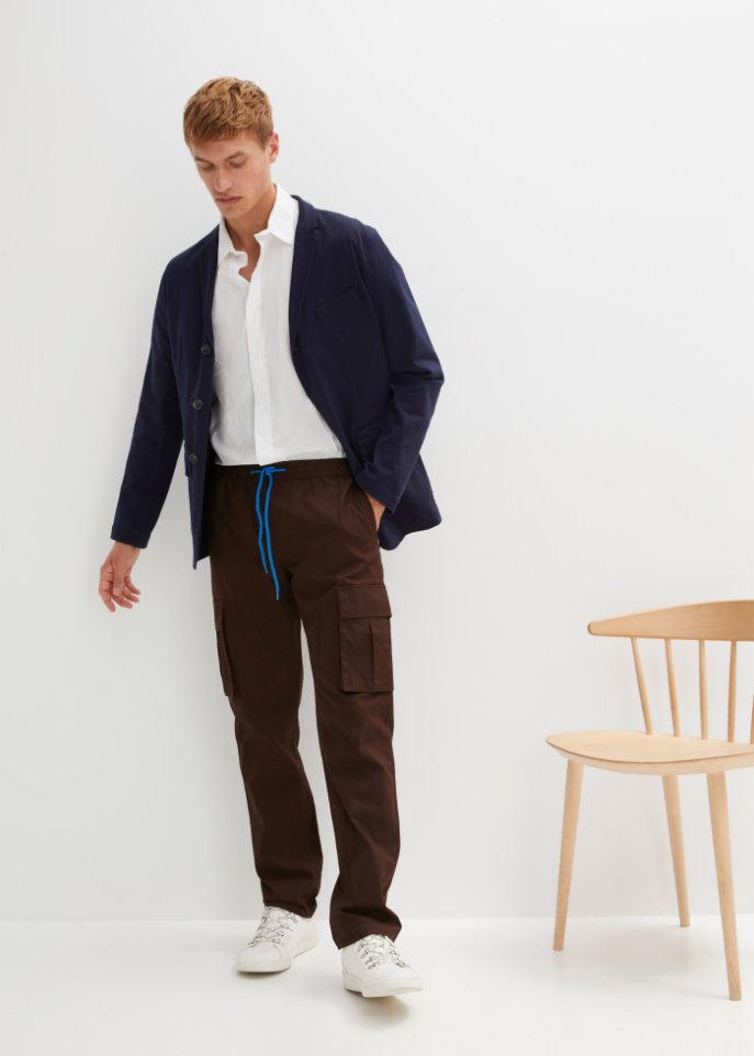 Slim Fit Schlupf-Cargohose, Straight