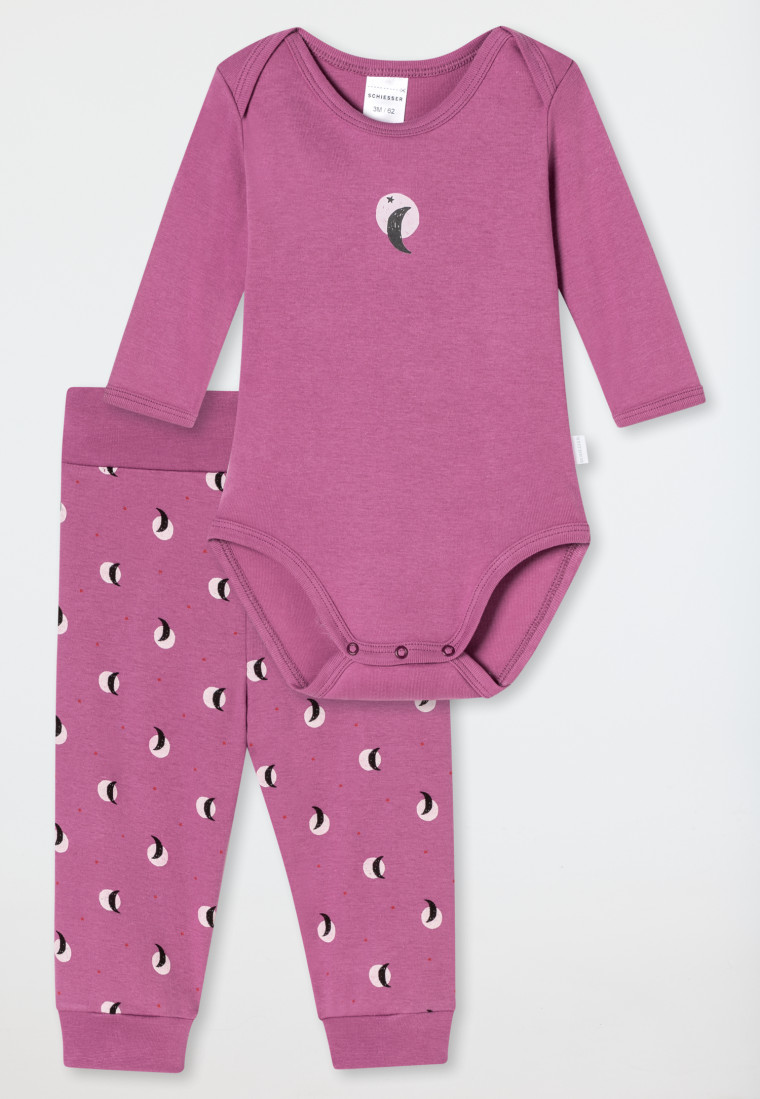Babyset 2-teilig Feinripp Langarmbody Hose malve - Natural Love
